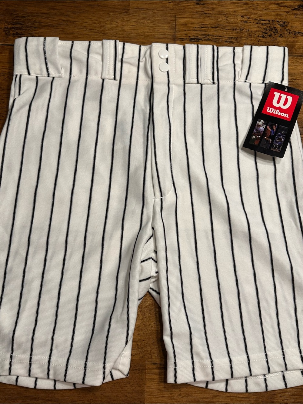 Men’s size M Wilson White Baseball Pants with Black Pinstripes NWT